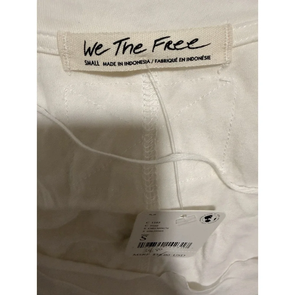 Free People We the Free Fresh & Clean Long Sleeve Top Ivory‎ Women's Size Small